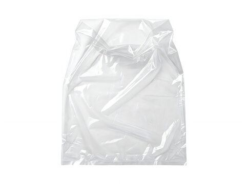 Clear empty plastic bag with drawstring closure for retail packaging and storage of small items
