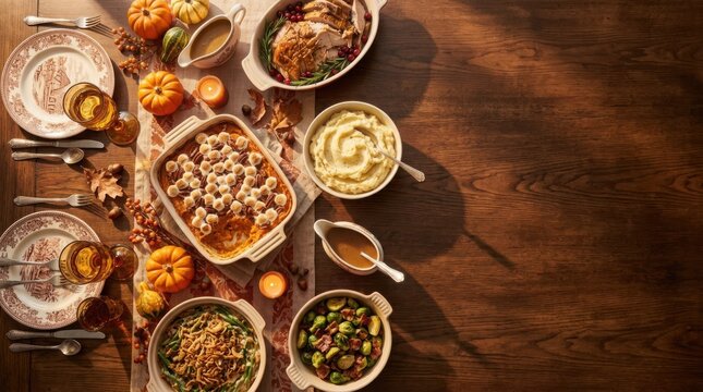 Thanksgiving roasted turkey slices arranged on wooden table