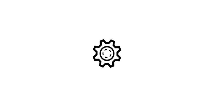 Black Line Art Gear Wheel Animation Icon for Settings and Engineering