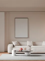 Fototapete Japandi Frame Mockup in Minimalist Living Room - 3d Render   © JP_3D