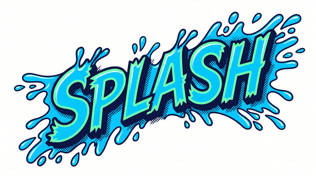 Classic Comic SPLASH Sound Effect Typography with Liquid Splatter Graphics  