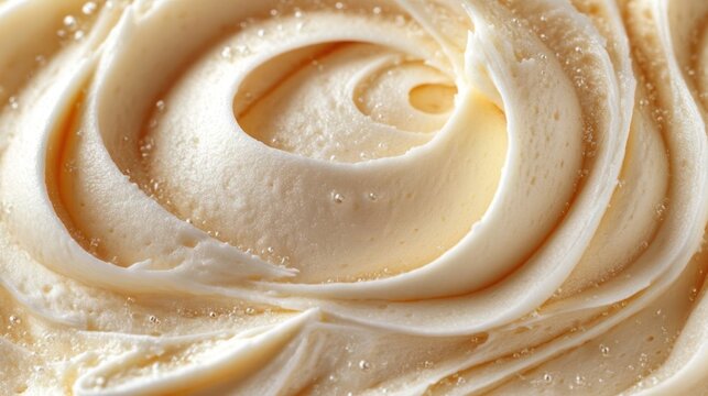 velvety vanilla cream swirl with sparkling sugar crystals, indulgent smooth and luscious texture