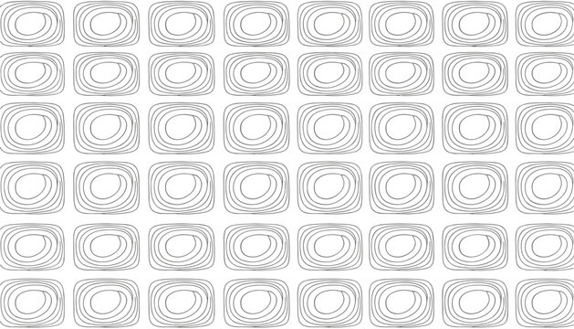Abstract seamless pattern composed of rounded square icons with concentric circular line textures on a white background.