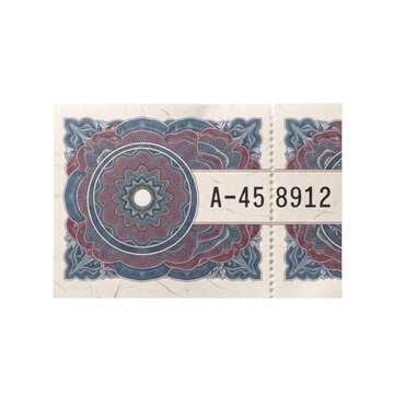 Vintage ticket stub with guilloche rosette and serial number