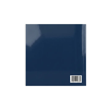 Glossy dark blue book back cover with barcode