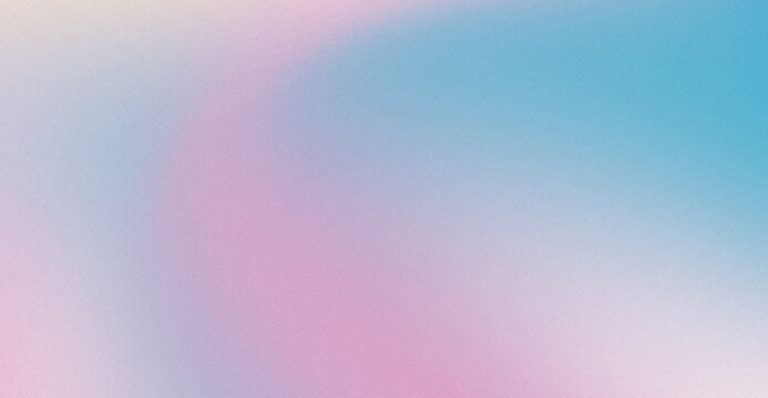 Abstract Grainy Gradient Background Featuring Soft Curved Wave Transition in Sky Blue, Lavender Purple, Pastel Pink, and Pale Cream Accent with Heavy Noise Texture