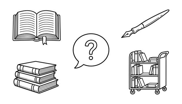 Set of library and writing icons