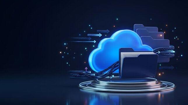 Cloud migration strategy and secure digital data storage transferring files to virtual server network
