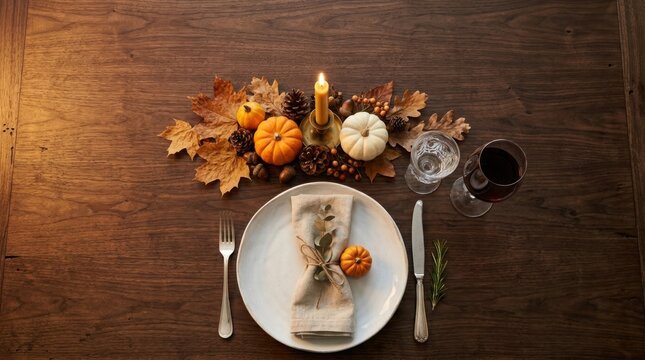 Thanksgiving dinner table setting with roasted turkey, cranberry