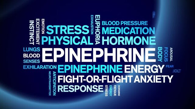 Epinephrine animated word cloud-text design animation tag kinetic typography seamless loop.