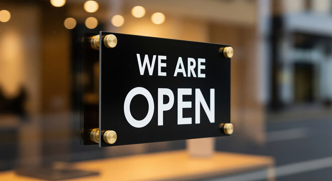 Welcoming open hours announce business availability and daily service, inviting visitors to shop or dine through accessible trading times and dependable hospitality for convenient local access