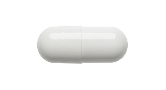 White oval capsule pill isolated on plain background