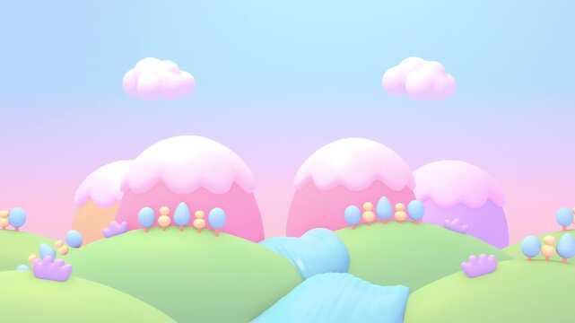 Cute creamy mountains animation. (loop)