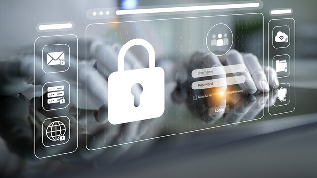 This image illustrates a digital lock and user interface that represents the importance of cybersecurity and privacy in online transactions and activities, emphasizing safety. Cyphers