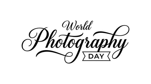 World Photography Day elegant black calligraphy lettering isolated on white background