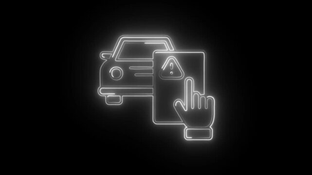 Glowing neon traffic offense icon isolated on black background. HD Video motion graphic animation