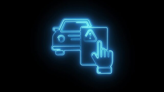 Glowing neon traffic offense icon isolated on black background. HD Video motion graphic animation