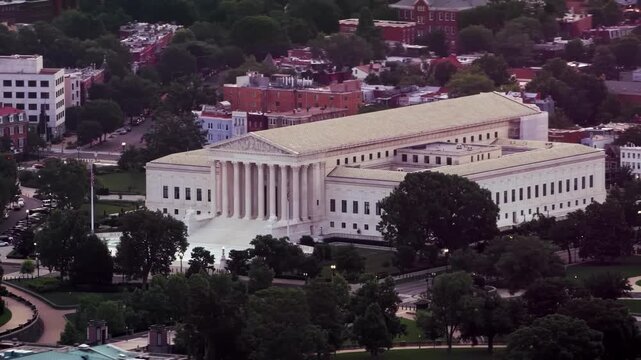 Aerial View of the United States Supreme Court Building in Washington DC, USA