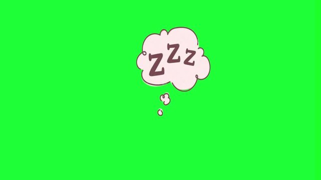 Cartoon zzz thought bubble animation green screen