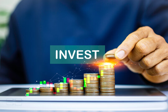 investment wealth concept. The graph shows the increase in compound interest over time. growth and success Invest in stock markets, funds and digital assets. Stock Funding, stock market volatility.