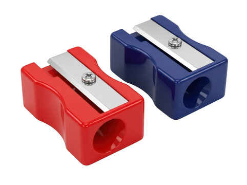Red and blue pencil sharpeners isolated on transparent background