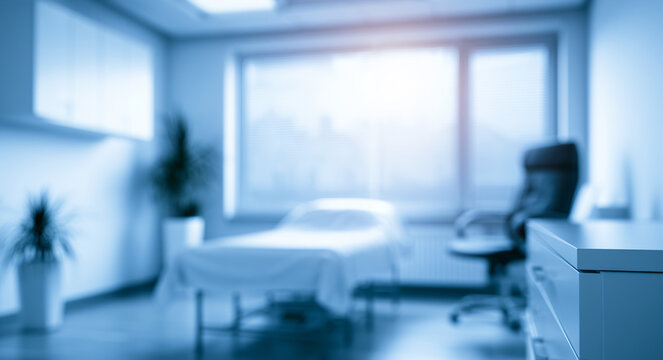Blurred Bokeh Background of Modern Doctor Medical Examination Room