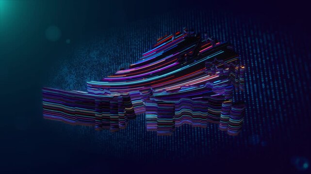 Animated futuristic background featuring a glowing Hong Kong map reveal with colorful neon lines, digital grid, particle effects, light flare, bokeh, and Hong Kong text reveal.