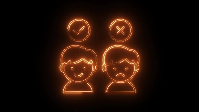 Glowing neon behavioral therapy icon isolated on black background. HD Video motion graphic animation