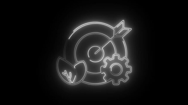 Glowing neon targeted therapy icon isolated on black background. HD Video motion graphic animation