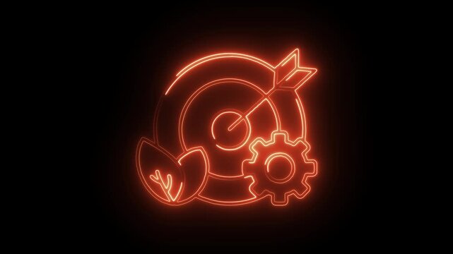 Glowing neon targeted therapy icon isolated on black background. HD Video motion graphic animation