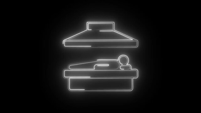 Glowing neon radiation therapy icon isolated on black background. HD Video motion graphic animation