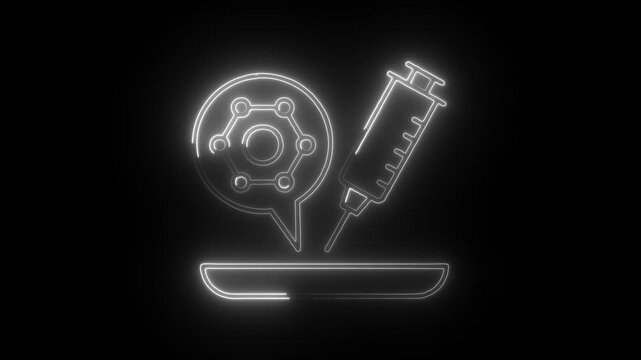Glowing neon stem cell therapy icon isolated on black background. HD Video motion graphic animation