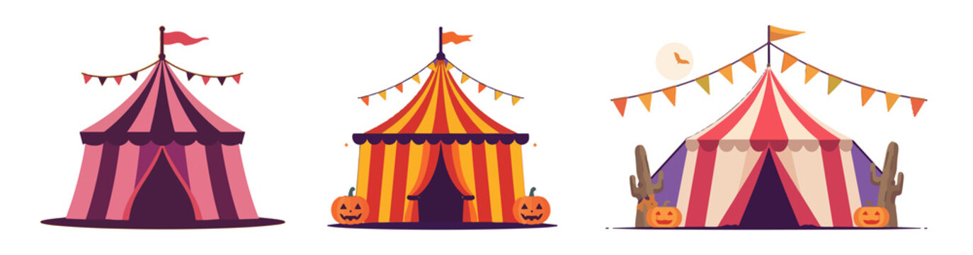 Icon festival tent decoration design template for halloween day with flat design