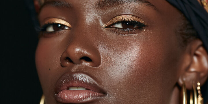 Portrait of a Woman with Gold Eyeshadow and Headwrap
