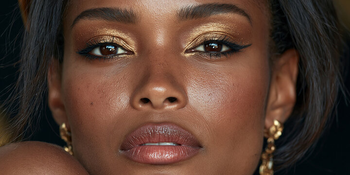 Portrait of Woman with Gold Eyeshadow and Eyeliner