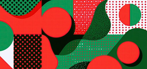 Fototapeta premium A colorful banner with geometric designs in red and green celebrating Portugal’s national holiday with a lively festive vibe.