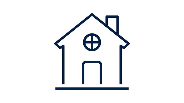 Animated House Line Icon Vector Loop
