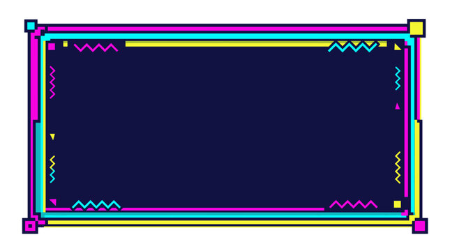 Retro memphis style border frame design for digital assets and retro gaming display elements