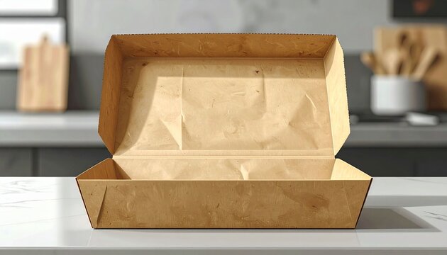 Open Cardboard Box on White Kitchen Counter