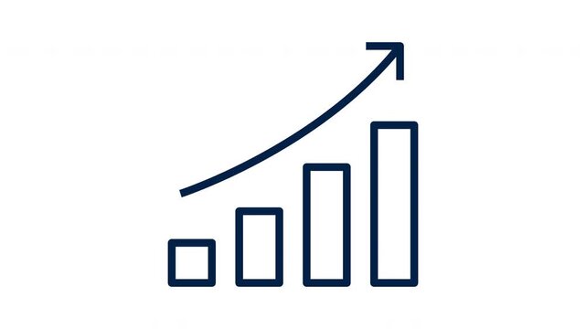 Animated Growing Bar Chart Icon with Upward Trend Arrow