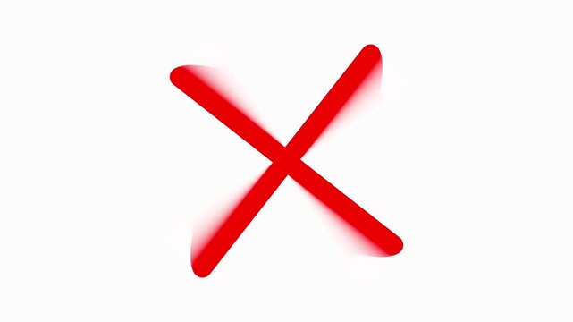 Red X Symbol with Motion Blur on White Background cross