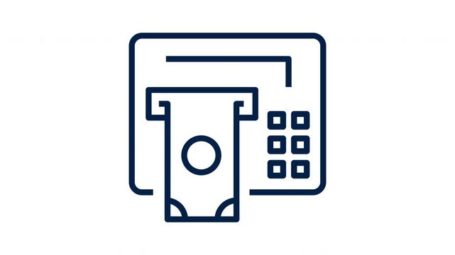 ATM Machine Dispensing Cash Animated Line Icon