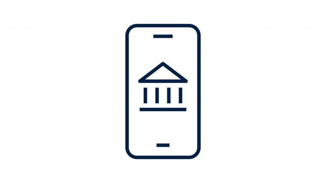 Mobile Banking Icon Animation on Smartphone Screen