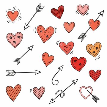 Arrowed Affections: A Hand-Drawn Symphony of Hearts