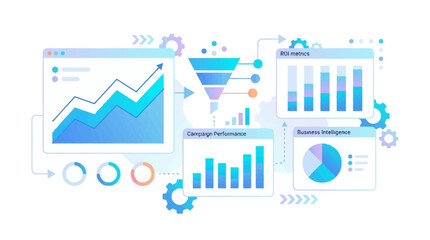 Obraz premium Digital Business Data Analytics and Performance Monitoring Dashboard