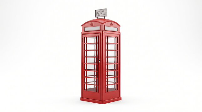 3D British Red Telephone Box Isolated