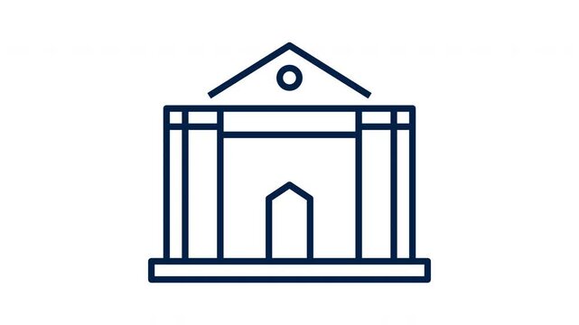 Animated Bank and Government Building Line Icon