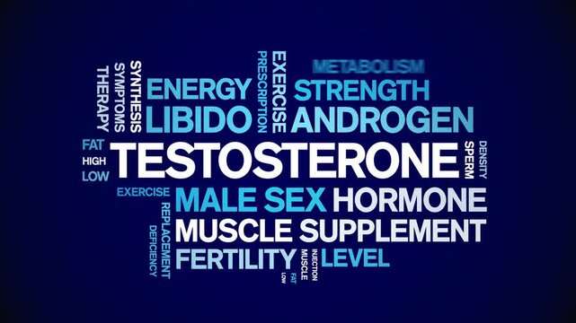 Testosterone animated word cloud-text design animation tag kinetic typography seamless loop.