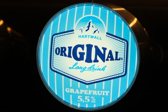 Stockholm, Sweden-Nov.28th 2025: circular Hartwall Original Long Drink brand logo