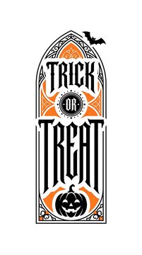 Vintage halloween trick or treat gothic window decoration